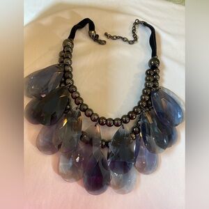 Joan Rivers Multi Teardrop Shaped Beads  Smoky Blue Gray Faux Pearls Necklace